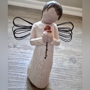 Willow Tree Loving Angel Figurine 2002 Susan Lordi Demdaco Angel Red Rose Art